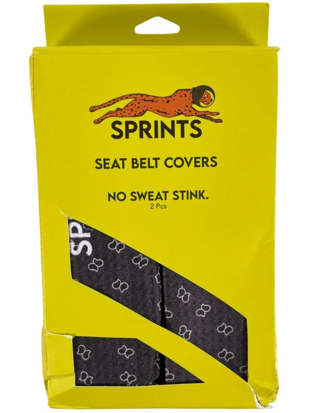 Sprints Seat Belt Covers 2-Pack No Sweat/Stink Paisley Washable Yellow Black NEW